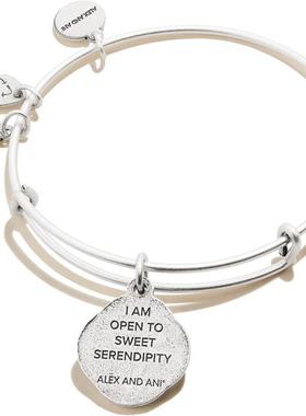 代购代购Alex and Ani女士手链优雅简约时尚精致四叶草银色圆形