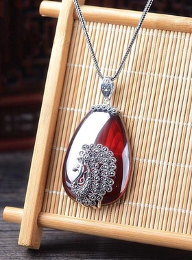 孔雀 925银吊坠项坠银饰项链长款毛衣链民族风复古礼物老银匠手工