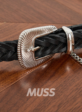 现货 JIEDA WESTERN BELT 复古牛皮手工编织简约休闲西部腰带皮带