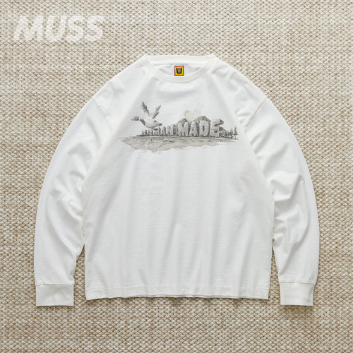 现货 HUMAN MADE GRAPHIC L/S T-SHIRT 日产水彩鸭子图案长袖T恤 - 图1