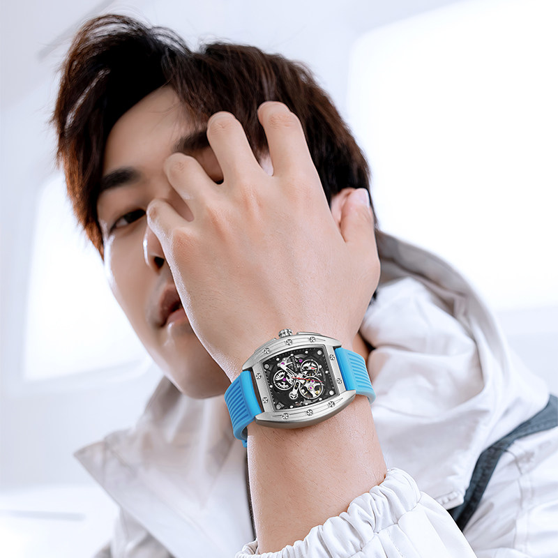 马克华菲新款正品牌理查德镂空手表 马克华菲手表国产腕表