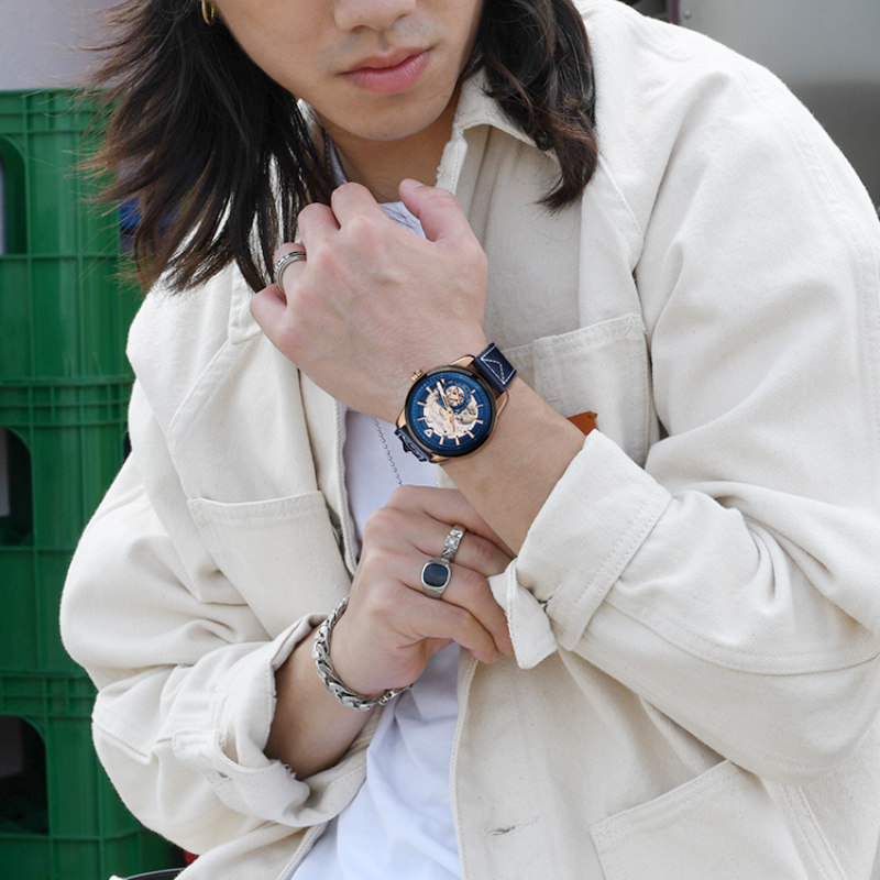 马克华菲男士自动机械镂空米勒手表 马克华菲手表国产腕表