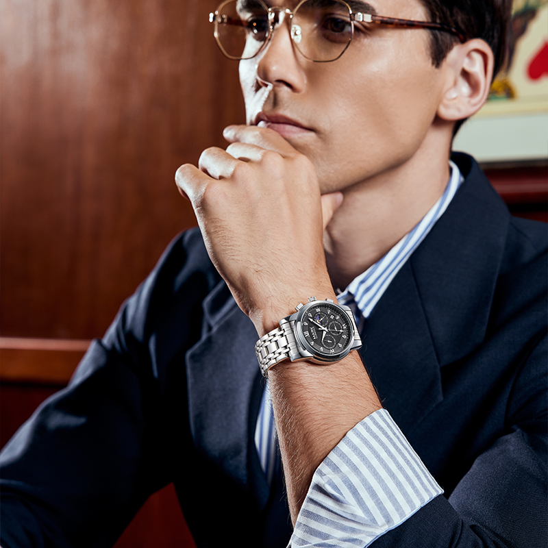 马克华菲2025年新款手表男多功能时尚商务男表防水夜光石英腕表