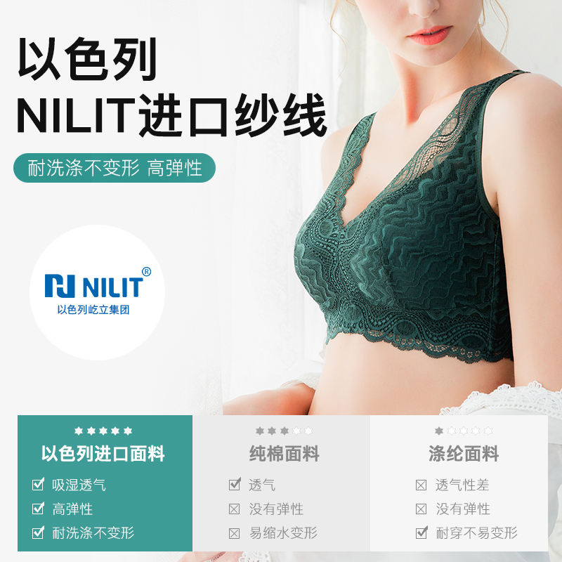 布莱韵旗舰店内衣女薄款大胸显小文胸防下垂无钢圈美背聚拢夏季缩胸大码全罩杯1
