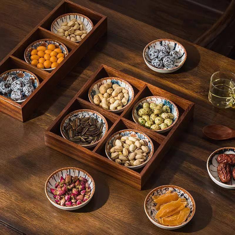九宫格干果盘水果零食盘客厅围炉家用点心木质托盘分格盘火锅拼盘,淘宝优惠券,粉丝福利购,淘宝优惠卷