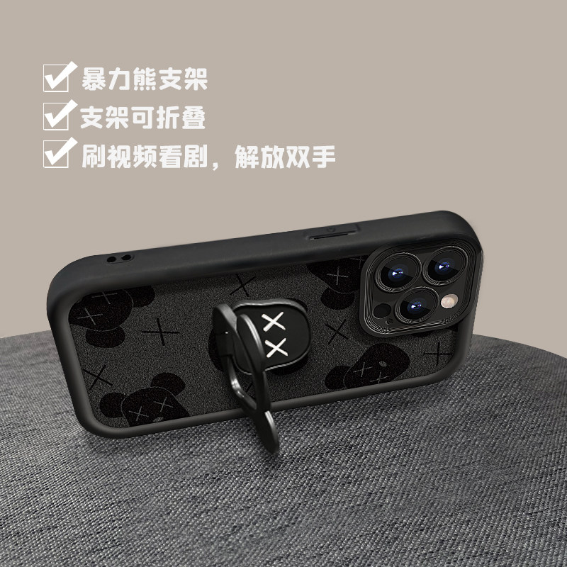 适用于vivox100手机壳红色2025新年女款vivox200暴力熊支架挂绳s20/19pro小羊皮s17/16磨砂x90硅胶s18防摔x60