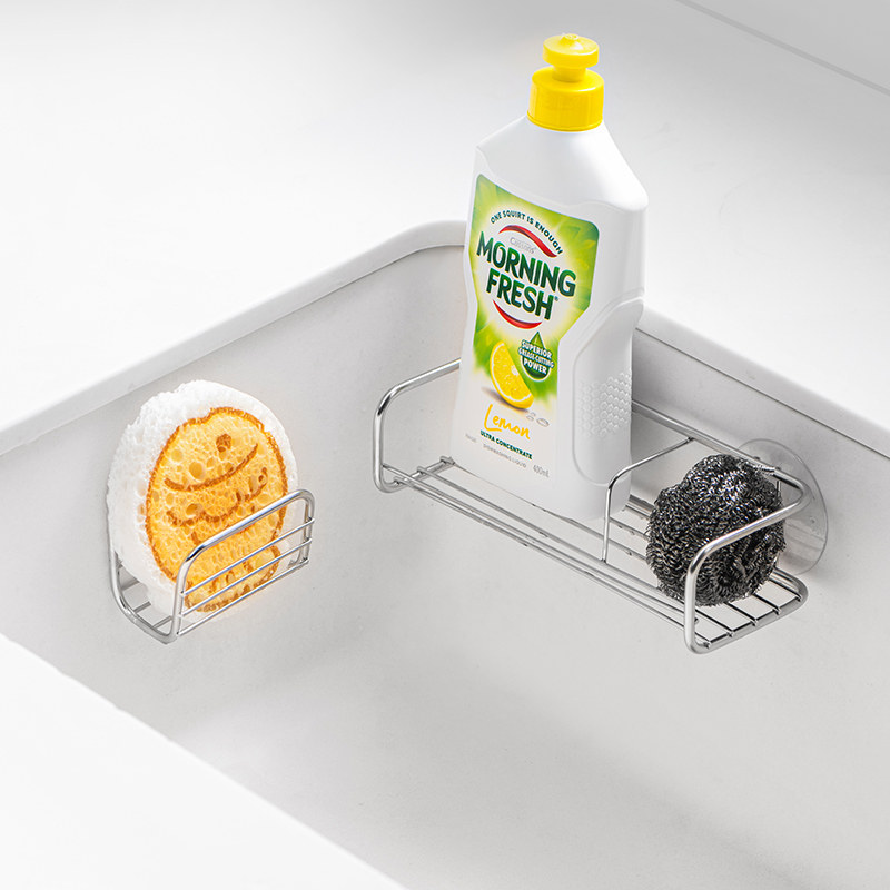 日本asvel 不锈钢免打孔水槽沥水架厨房百洁布海绵钢丝球置物架,淘宝优惠券,粉丝福利购,淘宝优惠卷