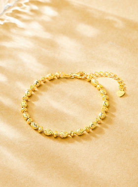 ADHORA   S925银波浪蛋珠间闪飞碟珠手链简约高级送礼物