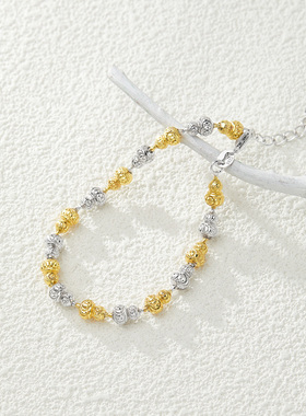 ADHORA S925银手链女叠圈葫芦珠双色手链高级感生日礼物送女友