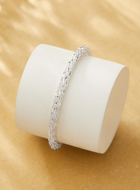 ADHORA意大利S925银5m闪银丝网编织宽版手链送女友送闺蜜礼物