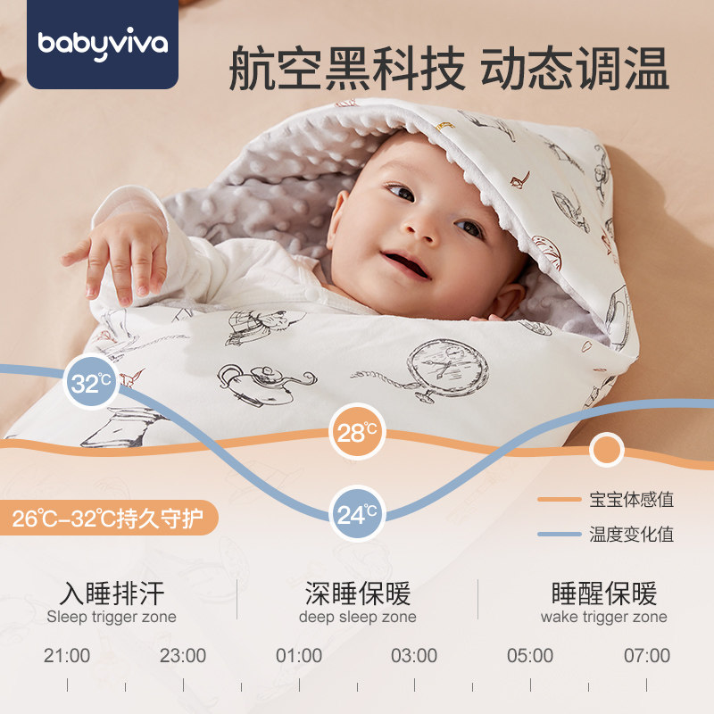 babyviva新生婴儿包被恒温纯棉抱被 babyviva婴童抱被/抱毯