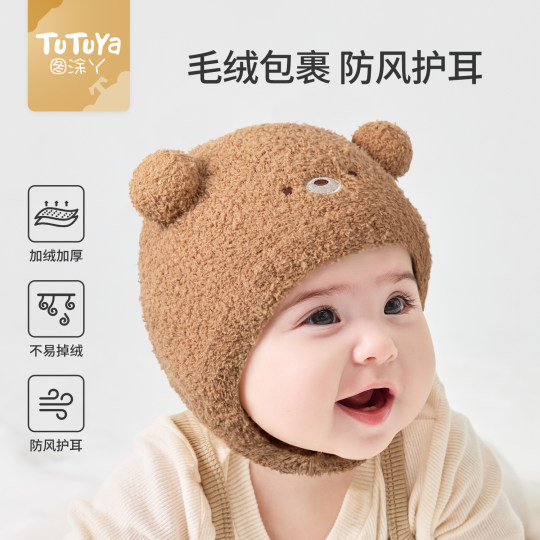 婴儿帽子冬男宝宝秋冬小月龄保暖新生儿婴幼儿护耳帽女宝外出冬季