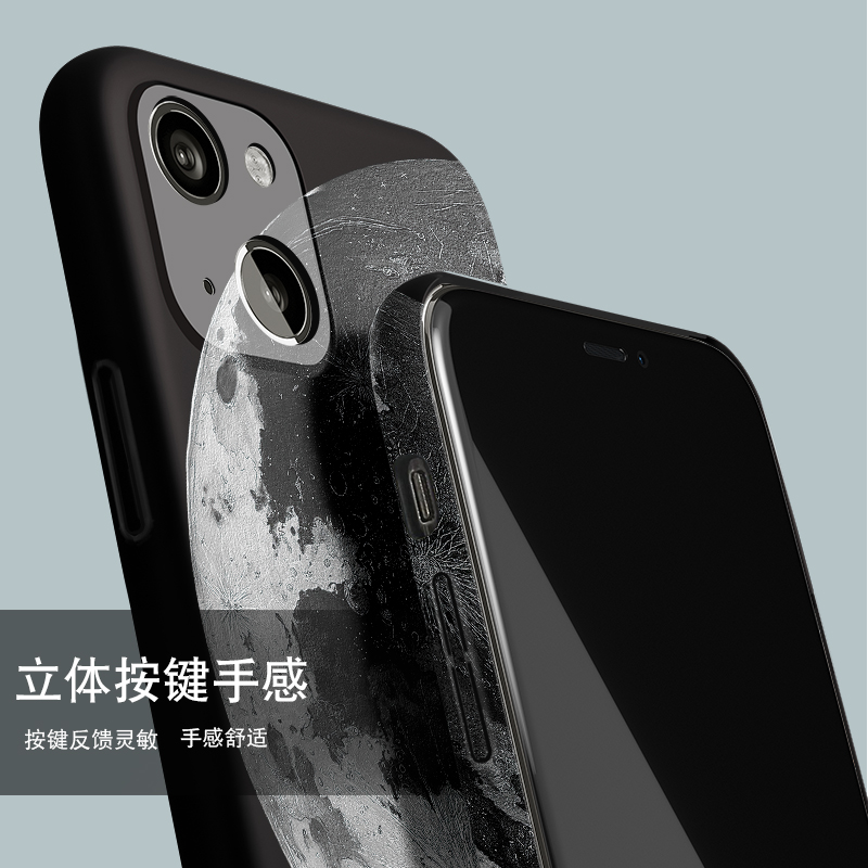 Magsafe磁吸适用苹果15Promax手机壳iPhone14黑底月球硬壳13个性12创意11超薄se3夜光全包XR磨砂xs保护套mini - 图2