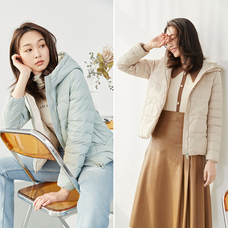 千仞岗 秋冬羽绒服女连帽轻薄短款连帽柔软休闲外套 2021 轻暖 千仞岗 秋冬羽绒服女连帽轻薄短款连帽柔软休闲外套 2021 轻暖