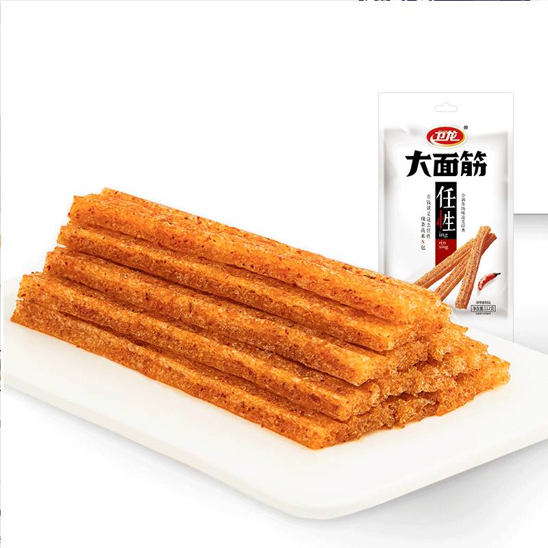 好食期超市旗舰店卫龙大面筋经典香辣味网红辣条辣片小吃怀旧休闲零食112g*3好食期2