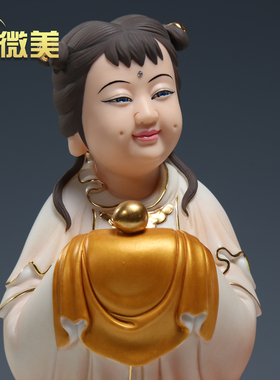 微美陶瓷高档彩绘金童玉女摆件
