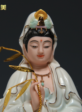 佛堂裟婆三圣佛像摆件微美陶瓷