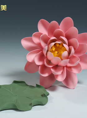 微美陶瓷七彩睡莲香插家居摆件