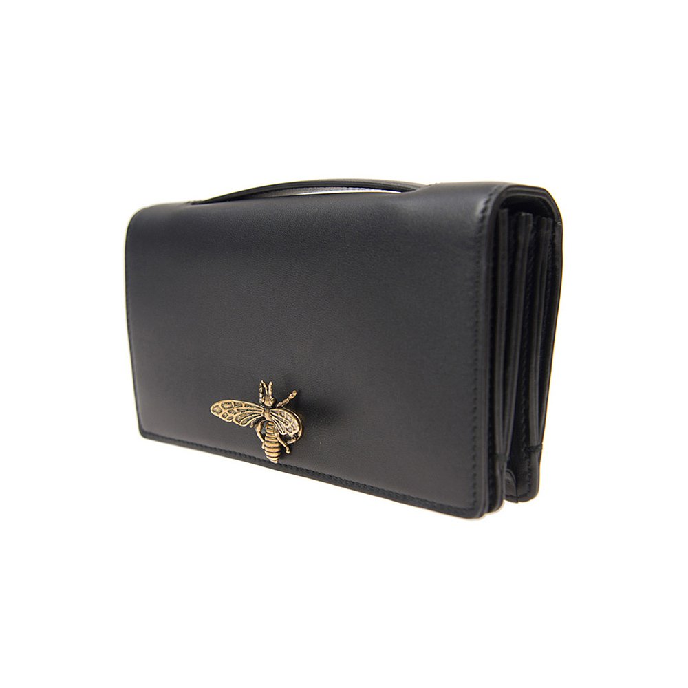 天猫国际探物美国香港直邮Dior 迪奥 女士黑色牛皮蜜蜂装饰皮夹手拿包 M3400CVWV-90