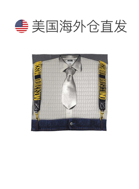 自营moschino真丝Foulard搭配俏皮衬衫和领带设计-白色 美国奥莱