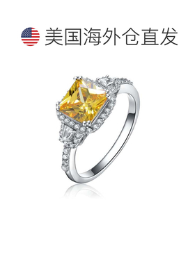 自营 GENEVIVE 纯银黄色立方氧化锆光环 Coctail 戒指 - 黄色 美