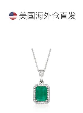 自营 ross-simons罗斯-西蒙斯翡翠和 . 14 克拉白金钻石吊坠项链