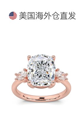 自营 pompeii3经认证的 6 克拉垫形切割 3 石钻石订婚戒指 14k 黄