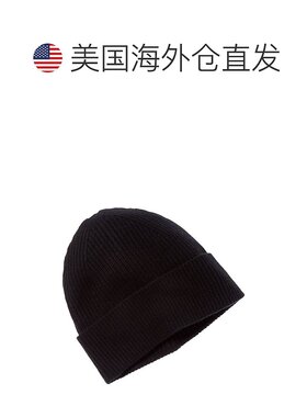 自营amicale cashmereAmicale羊绒翻边罗纹针织羊绒帽-黑色 美国
