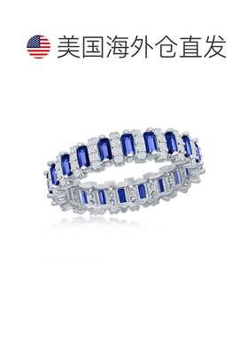 自营simona 925 纯银圆形和长方形永恒戒指 - 仿蓝宝石 - 9 号 -
