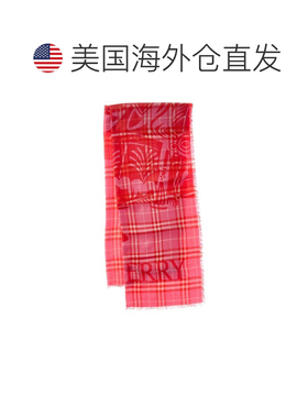 自营Burberry格子羊毛与真丝混纺围巾-粉红色 美国奥莱直发博柏利
