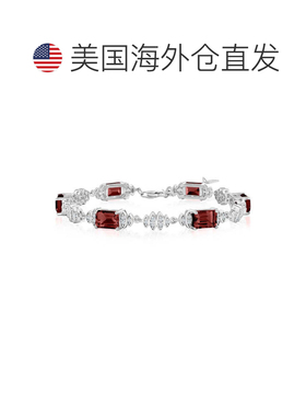 自营simonaSterling Silver, Rectangle Gemstone Bracelet - red