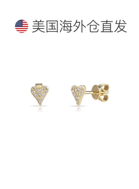 自营sabrina14K Yellow Gold Diamond Heart Stud Earring - yell