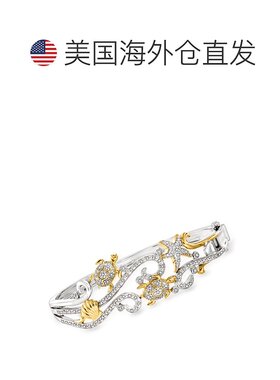 自营 Ross-Simons 钻石海洋生物手镯 925 纯银 18kt 金镀在纯银上