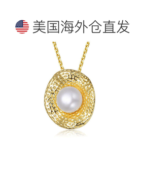 自营GENEVIVE 纯银镀金淡水珍珠锤形吊坠项链 - 金色 美国奥莱直