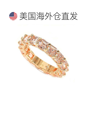 自营Suzy Levian 玫瑰纯银粉红色立方氧化锆 Asscher 切割永恒戒