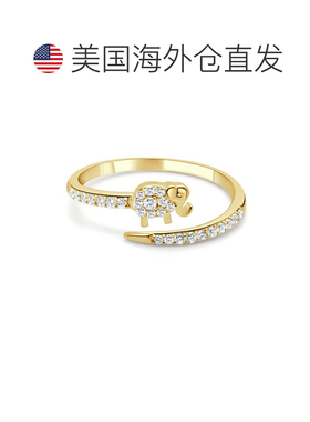 自营sabrina14K Yellow Gold Diamond Elephant Ring - yellow go