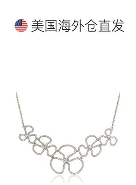 自营 Suzy Levian 纯银立方氧化锆花卉细项链 - 白色 美国奥莱直