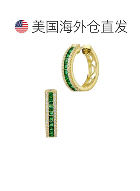 自营savvy cie jewels镀金立方体锆石钩形耳环-绿黄色 美国奥莱直