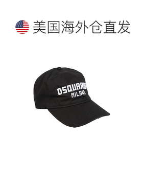 自营dsquared2弧形帽檐黑色棉质棒球帽-黑色 美国奥莱直发