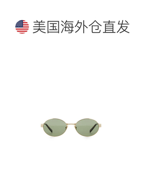 自营saint laurent椭圆形太阳镜，金色金属镜框-灰色 美国奥莱直