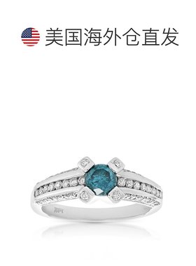 自营 vir jewels1.35 克拉蓝色和白色钻石订婚戒指 14K 白金 - 白