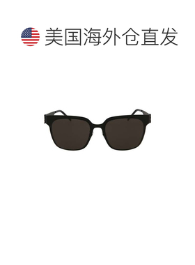 自营saint laurent方形框架金属太阳眼镜-黑色 美国奥莱直发
