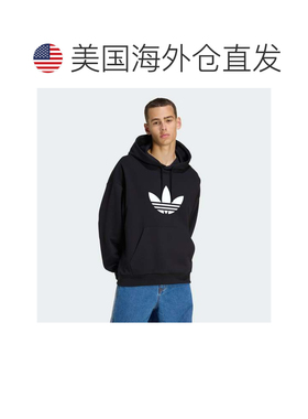 自营Men's adidas ADICOLOR TREFOIL HOODIE - black / white 美