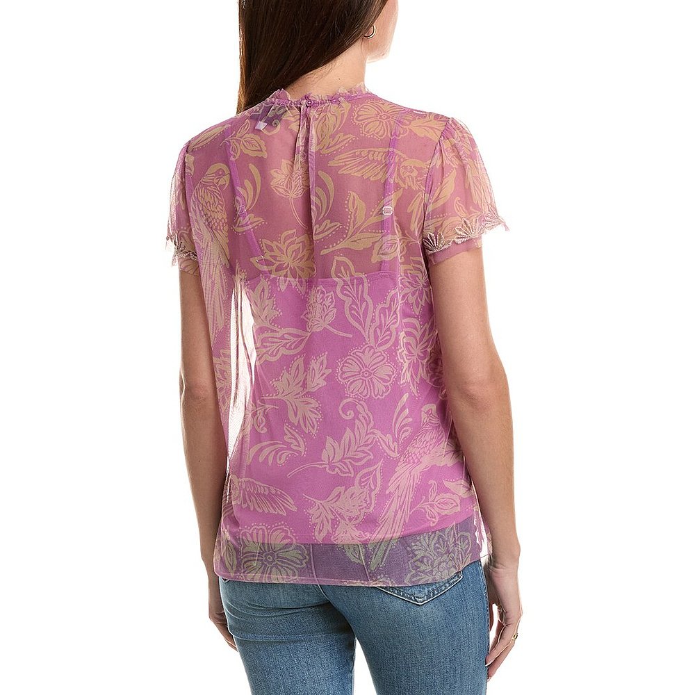 自营Johnny Was Mazzy Ruffle Neck Blouse - pink 美国奥莱直发 - 图2