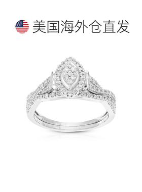 自营vir jewels2/5 克拉圆形实验室培育钻石新娘套装 .925 纯银爪