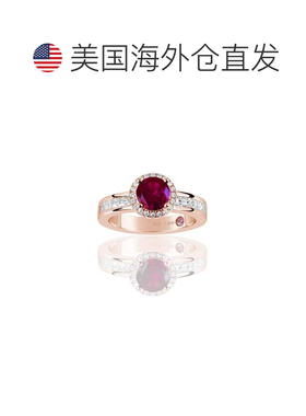 自营Suzy Levian Rose 纯银创造红宝石圆形切割订婚戒指 - 红色