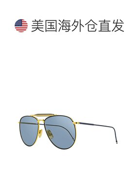 自营 Thom Browne中性飞行员太阳镜TB015LTD NVYGLD金色/海军蓝62