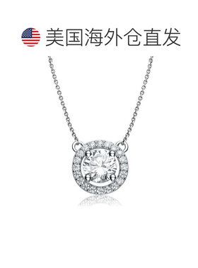 自营GENEVIVE 纯银立方氧化锆光环圆形项链 - 银白色 美国奥莱直