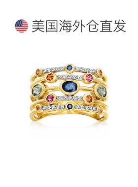 自营 Ross-Simons 彩色蓝宝石和 . 14 克拉黄金钻石戒指 - 多 美