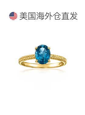 自营Ross-Simons London Blue Topaz Twisted Ring in 10kt Yello